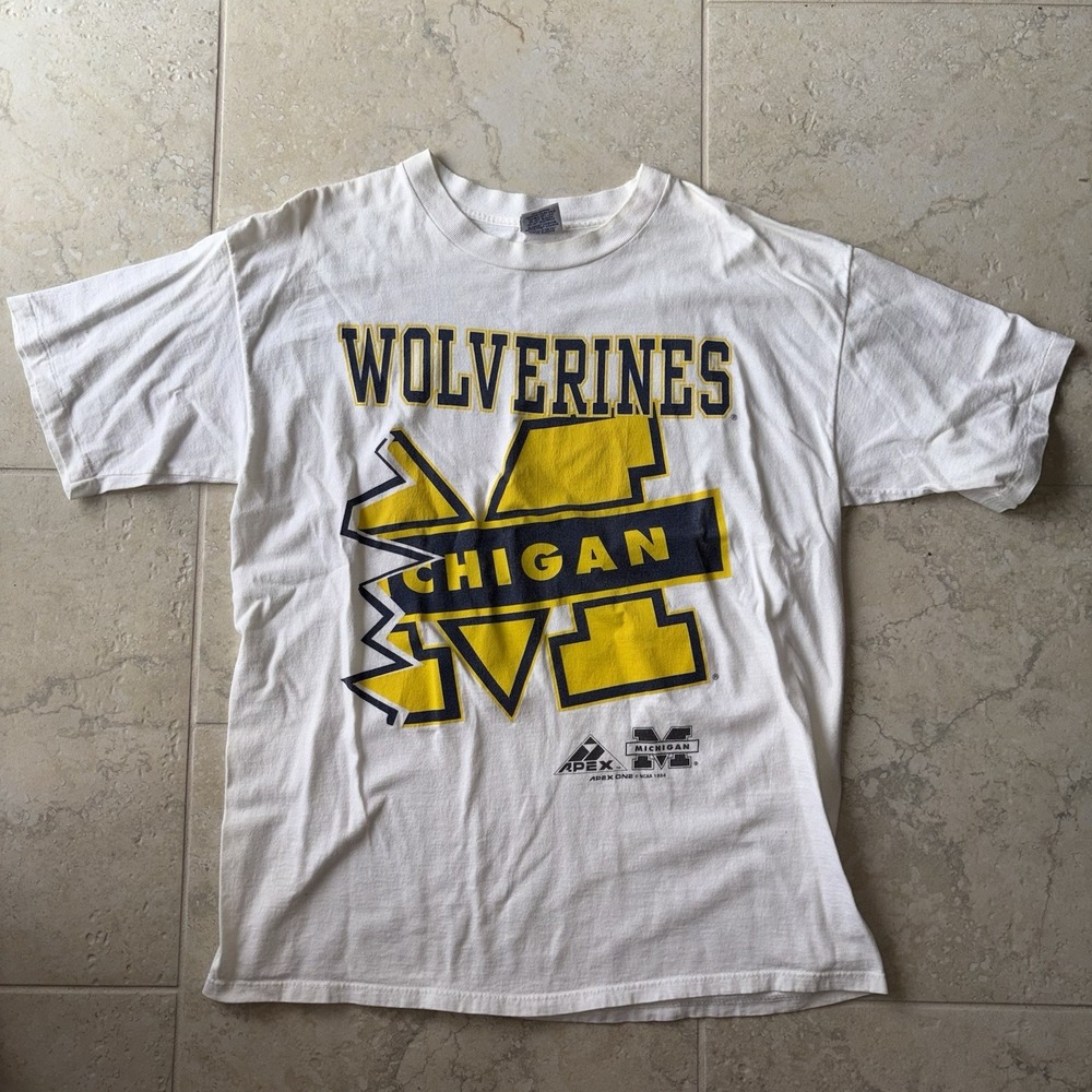 Vintage Michigan Wolverines College T Shirt Size XL  90s Rare Apex One NCAA